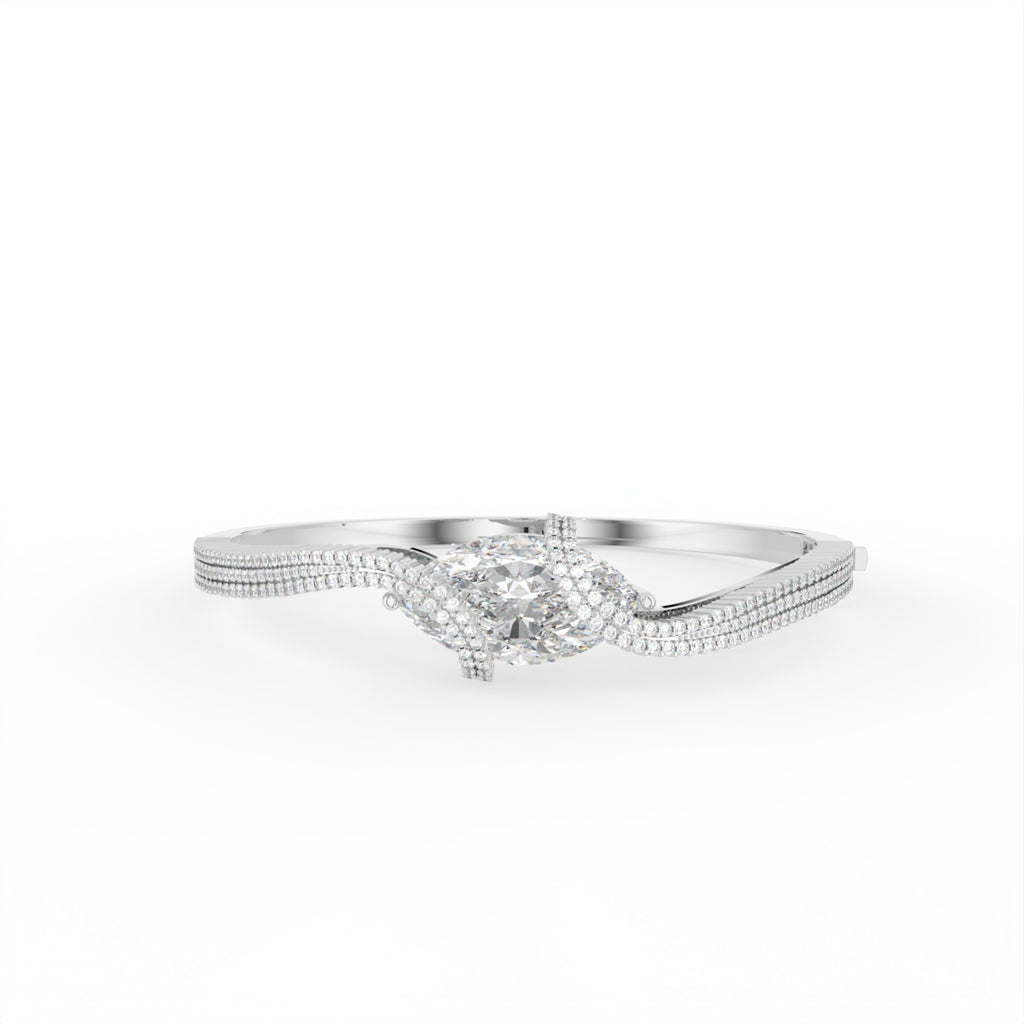 Sterling Silver Diamond Bangle — TOP