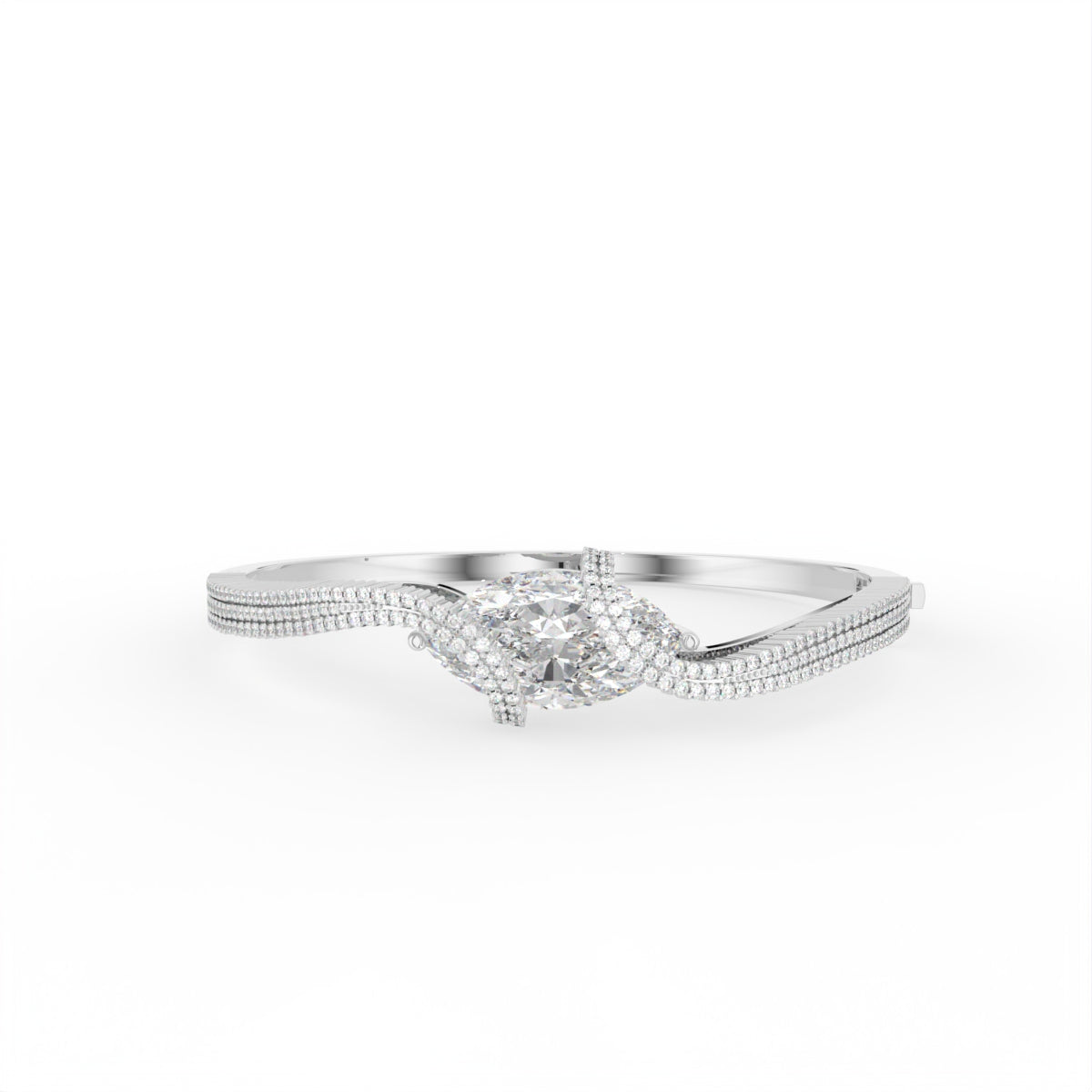 Sterling Silver Diamond Bangle — TOP
