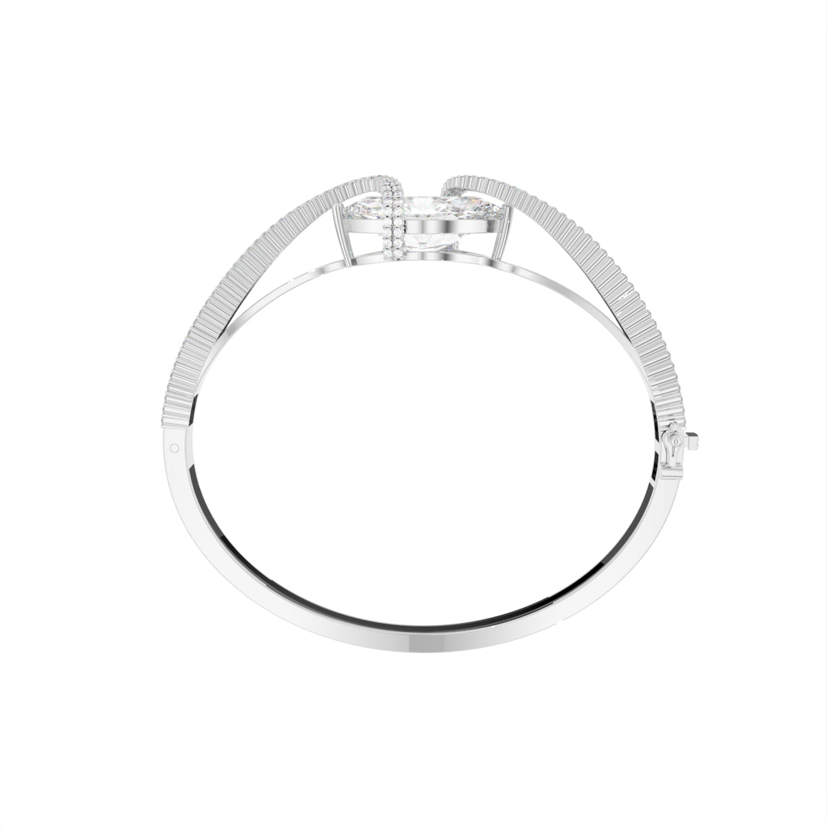Sterling Silver Diamond Bangle — FRONT/BACK