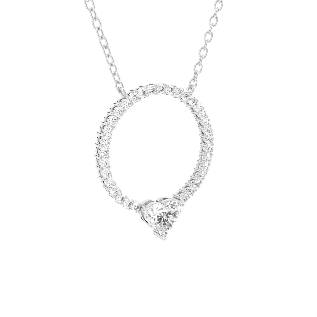 18K Heart Diamond Pendant — 3D VIEW