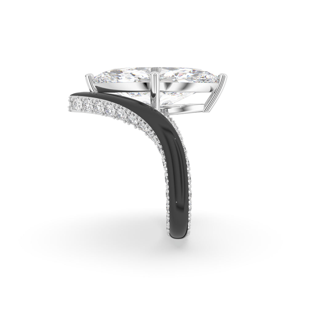 18K Marquise Chevron Diamond Ring — SIDE
