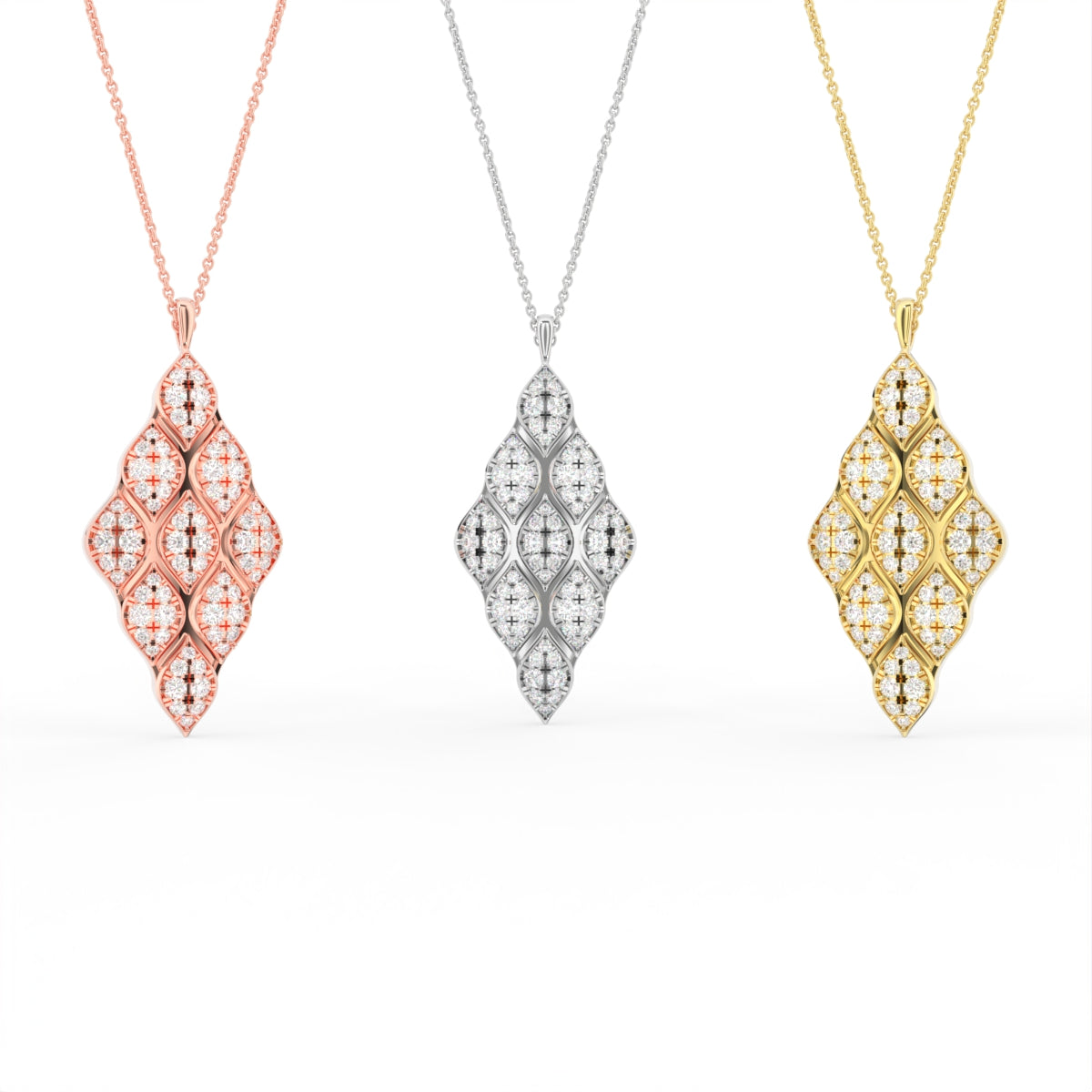 Sterling Silver Diamond Pendant — 3 COLOR