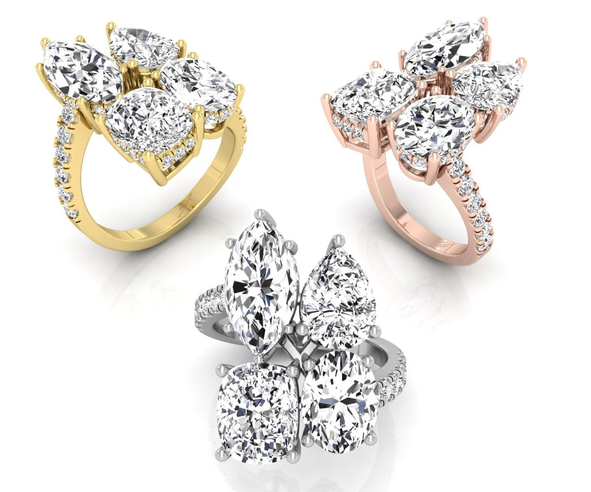 18K Cluster Diamond Ring — 3 COLOR