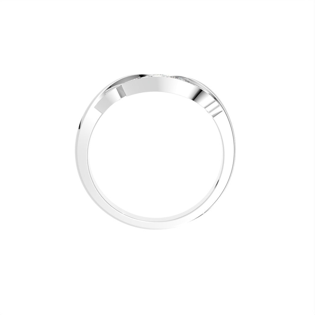 18K White Gold Leaf Round Diamond Ring — FRONT