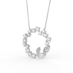 18K Wreath Leaf Round Diamond Pendant — 3D VIEW