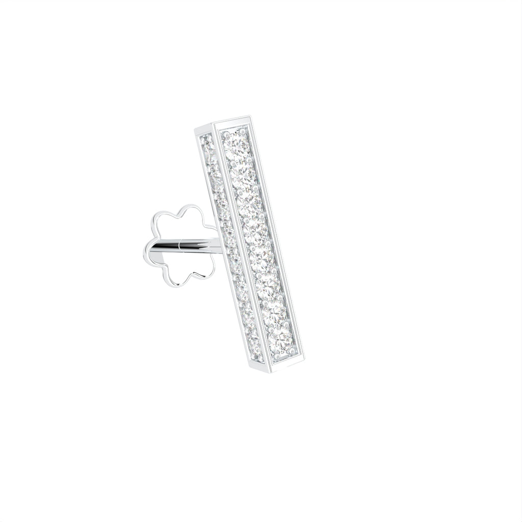 18K Heart Diamond Piercing Earrings — 3D VIEW