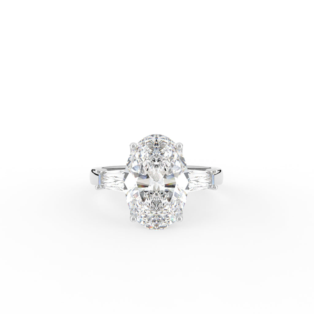 18K Trilogy Oval Diamond Ring — TOP