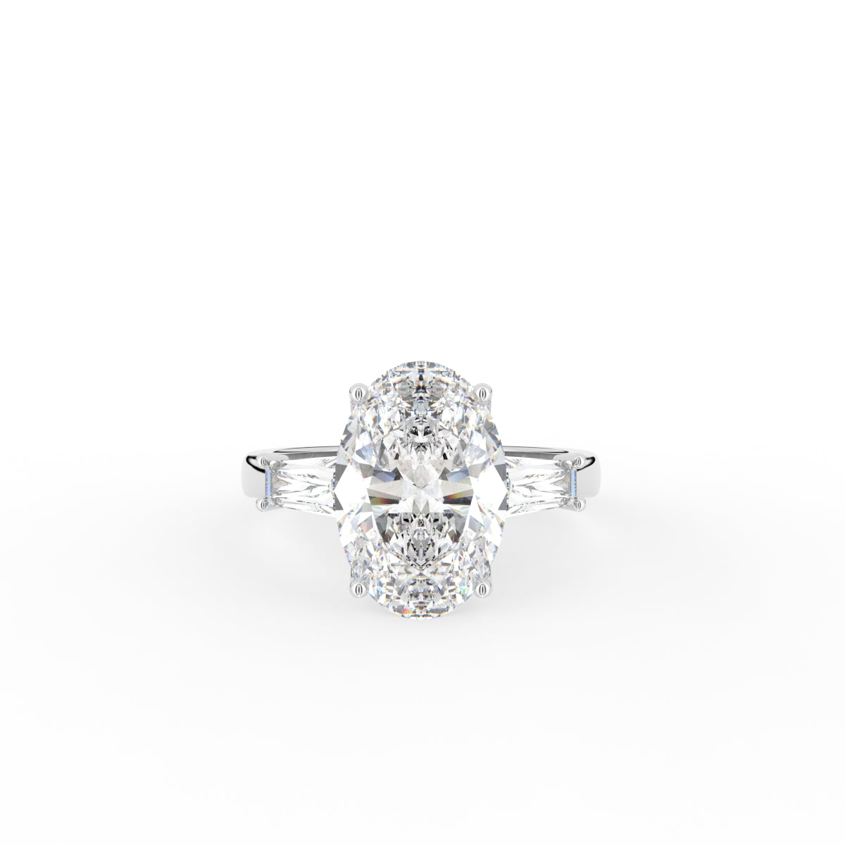 18K Trilogy Oval Diamond Ring — TOP