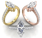 18K Marquise Diamond Solitaire Engagement Ring — 3 COLOR