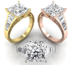 18K White Gold Cushion Diamond Ring — 3 COLOR