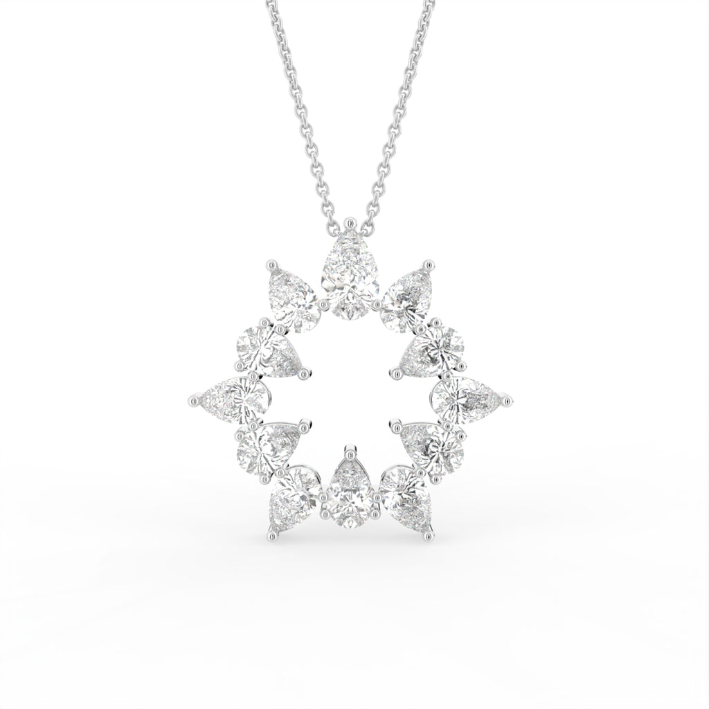 18K Floral Pear Diamond Pendant — FRONT
