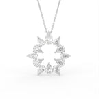 18K Floral Pear Diamond Pendant — FRONT