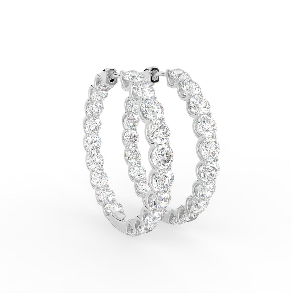 18K Diamond Hoop Earrings — 3D VIEW