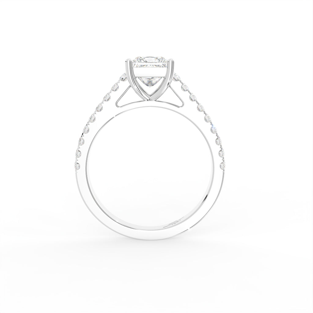 18K Solitaire Princess Diamond Engagement Ring — FRONT