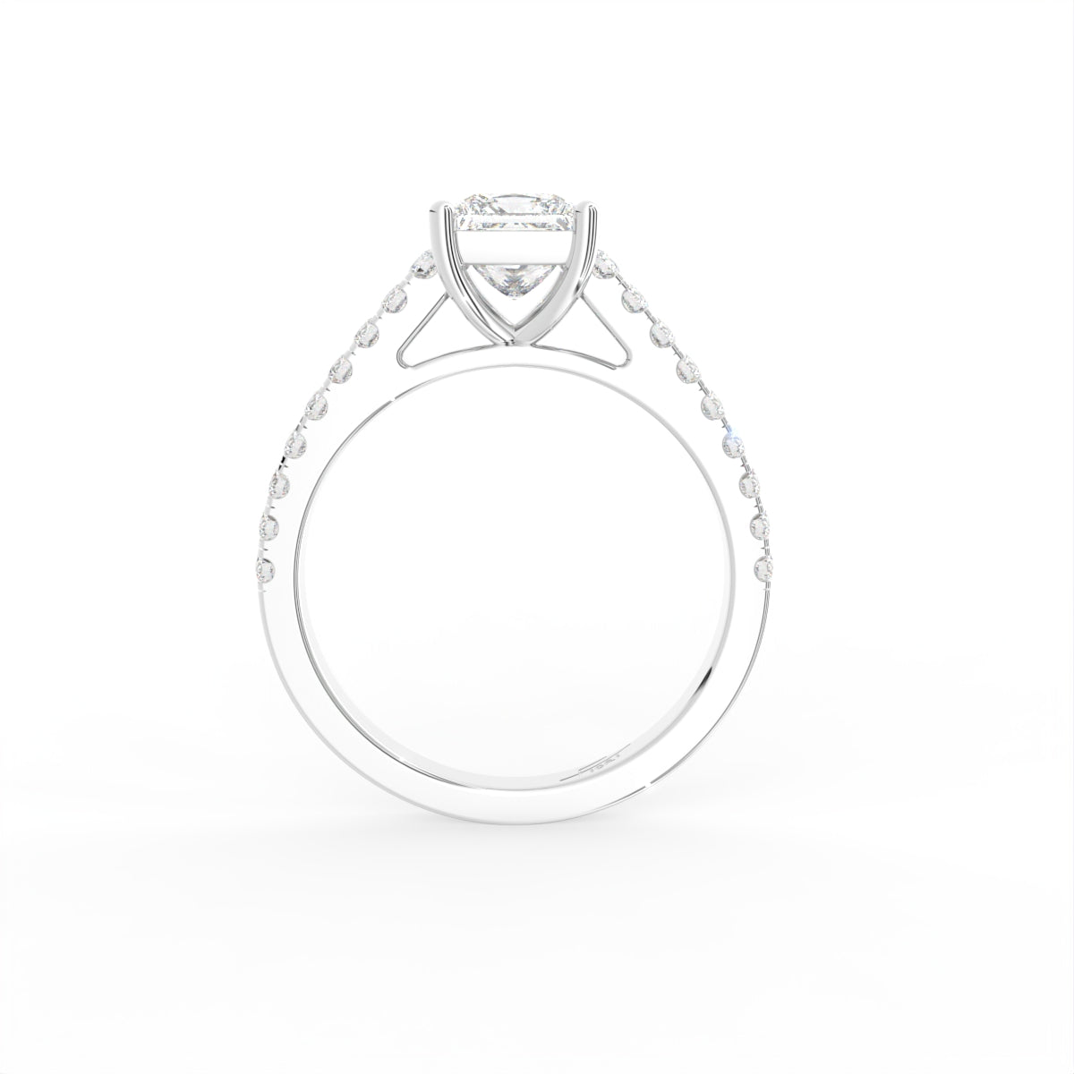 18K Solitaire Princess Diamond Engagement Ring — FRONT