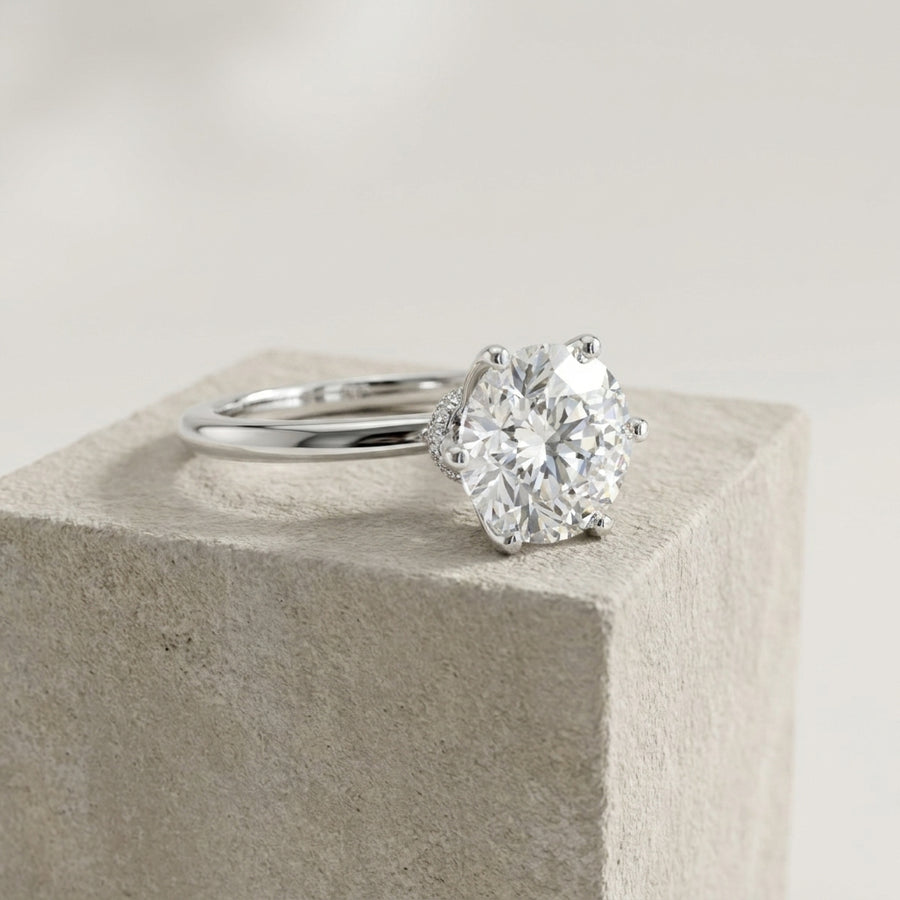 18K White Round Diamond Ring 1.24ct