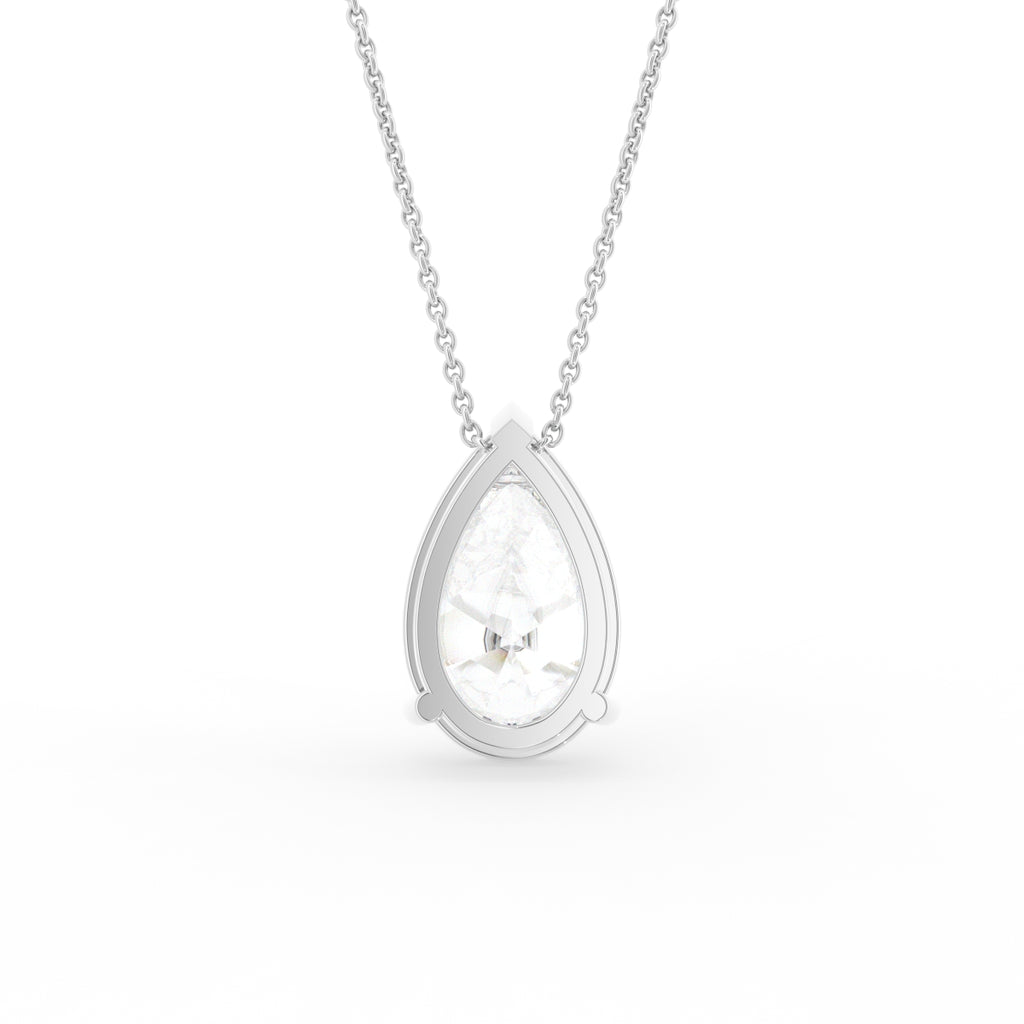 18K Solitaire Pear Diamond Pendant — BACK