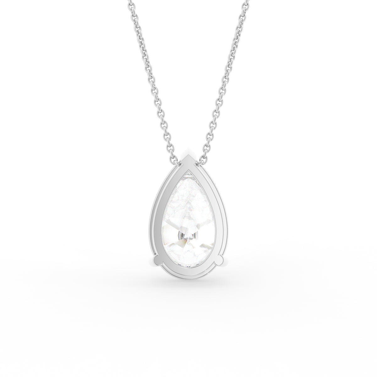 18K Solitaire Pear Diamond Pendant — BACK