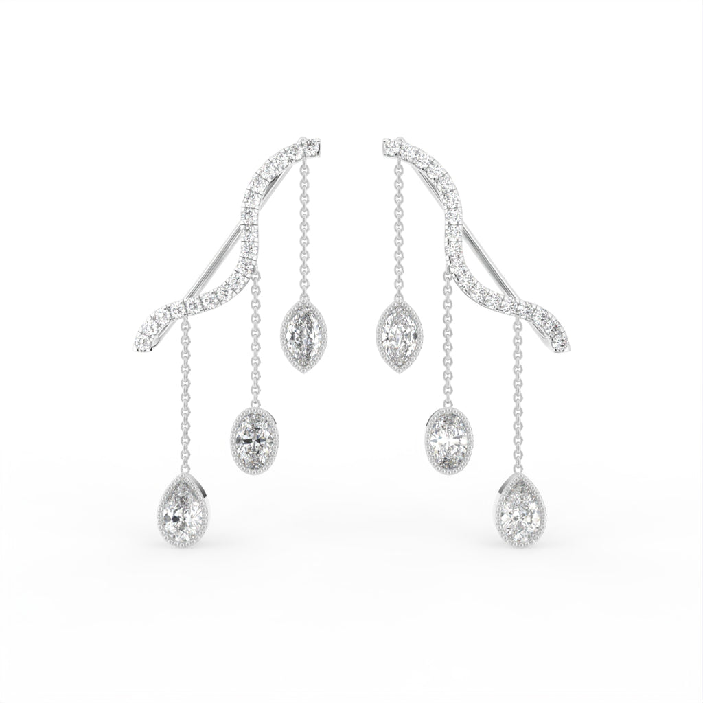 18K Yellow Gold Bespoke Diamond Ear Cuff Earrings — TOP