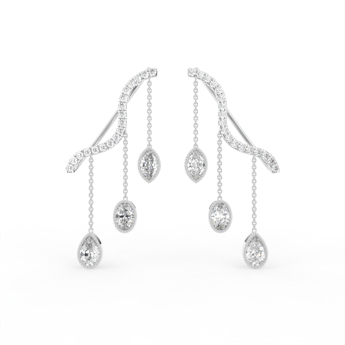 18K Yellow Gold Bespoke Diamond Ear Cuff Earrings — TOP