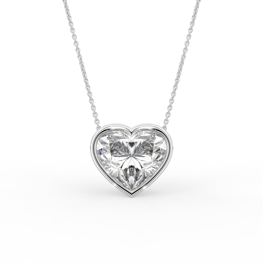 18K Heart Solitaire Diamond Pendant — FRONT