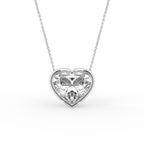 18K Heart Solitaire Diamond Pendant — FRONT