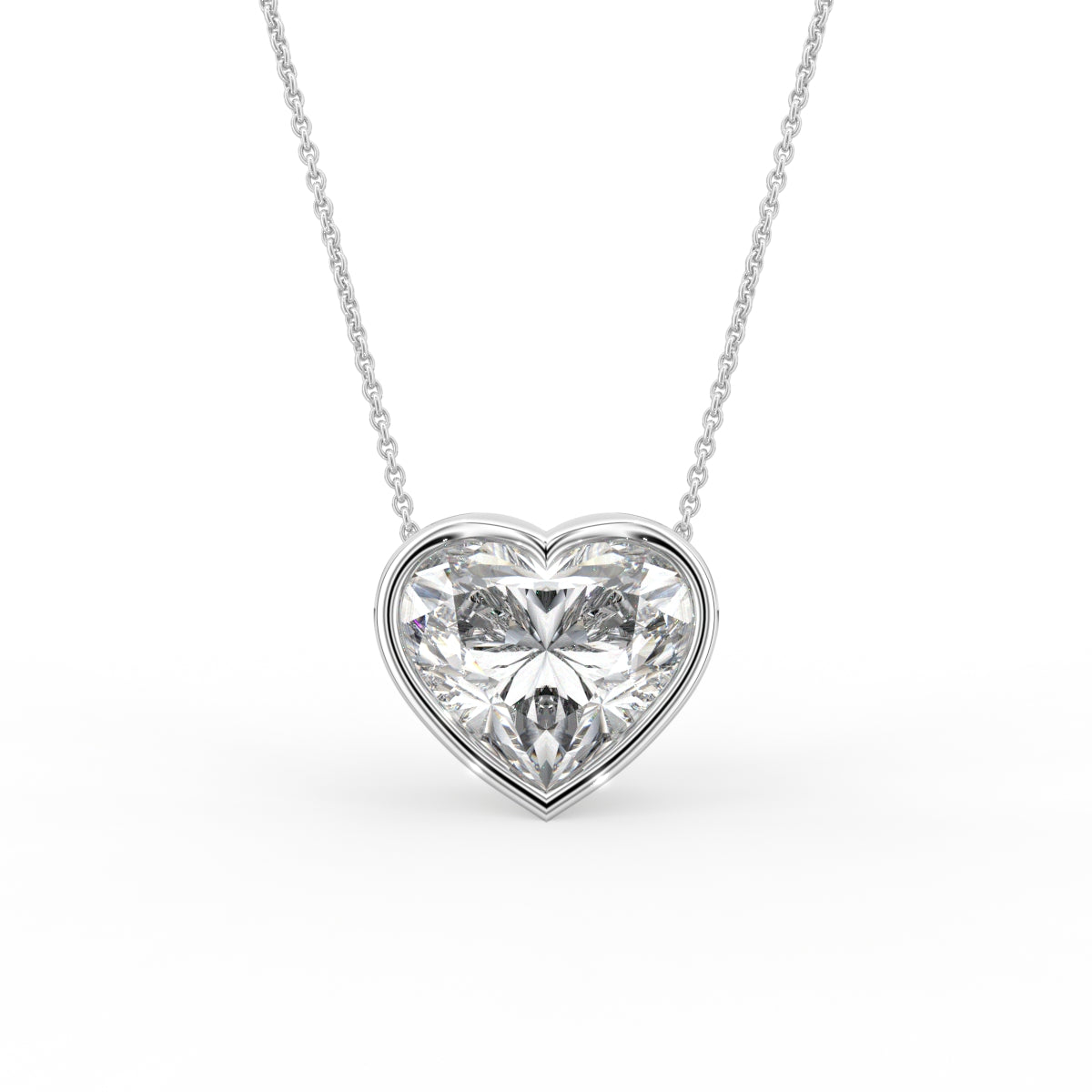 18K Heart Solitaire Diamond Pendant — FRONT