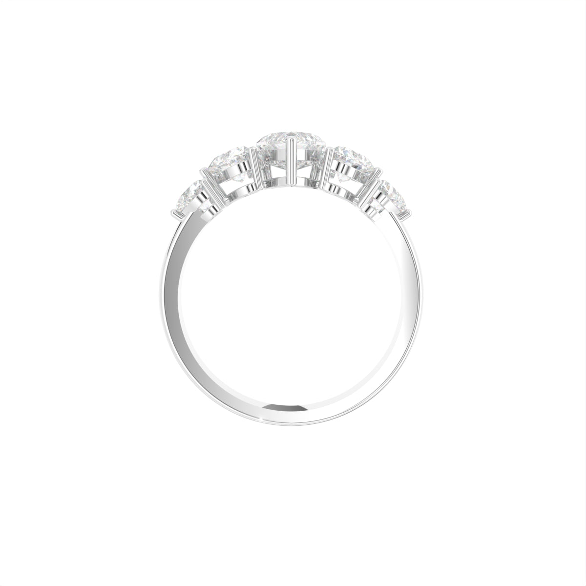 18K Bespoke Heart Diamond Ring — FRONT