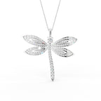 18K Dragonfly Pave Diamond Pendant — FRONT