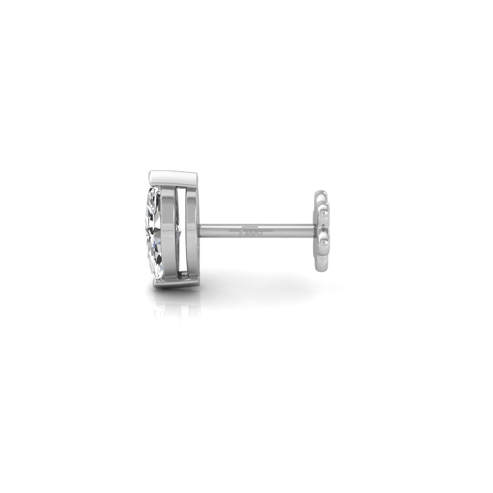 18K Marquise Diamond Piercing Stud Earrings — SIDE VIEW