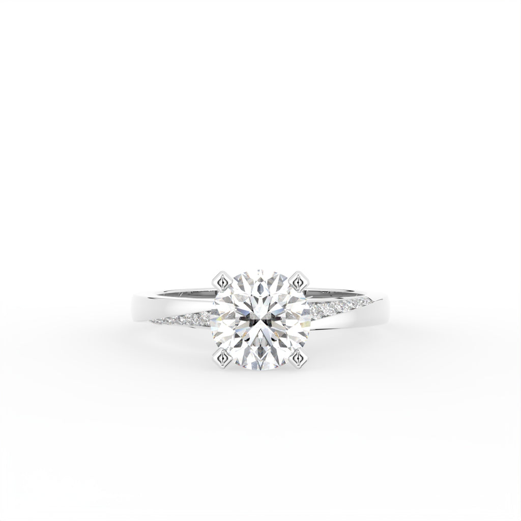 18K Round Diamond Solitaire Engagement Ring — TOP