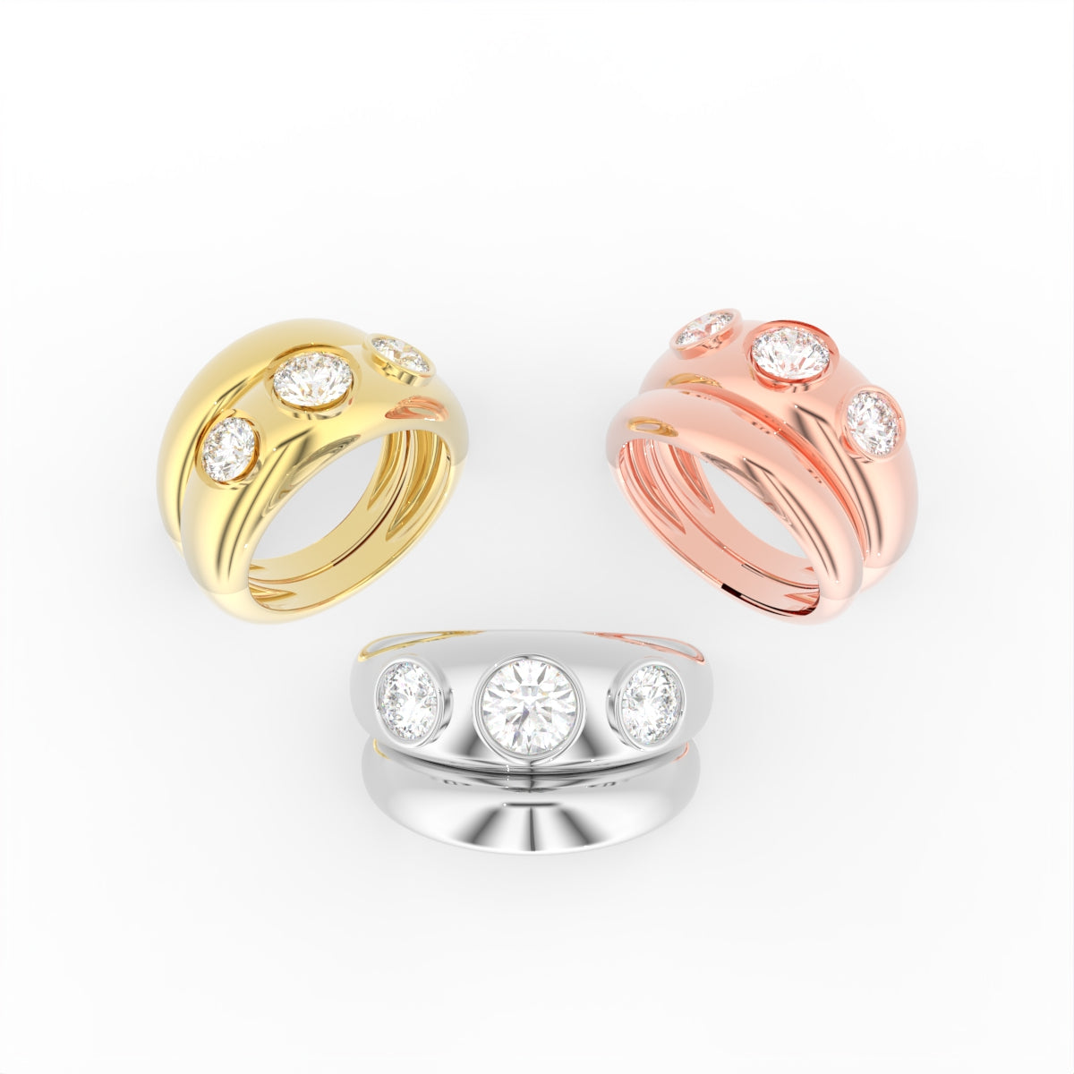 Sterling Silver Diamond Ring — 3 COLOR