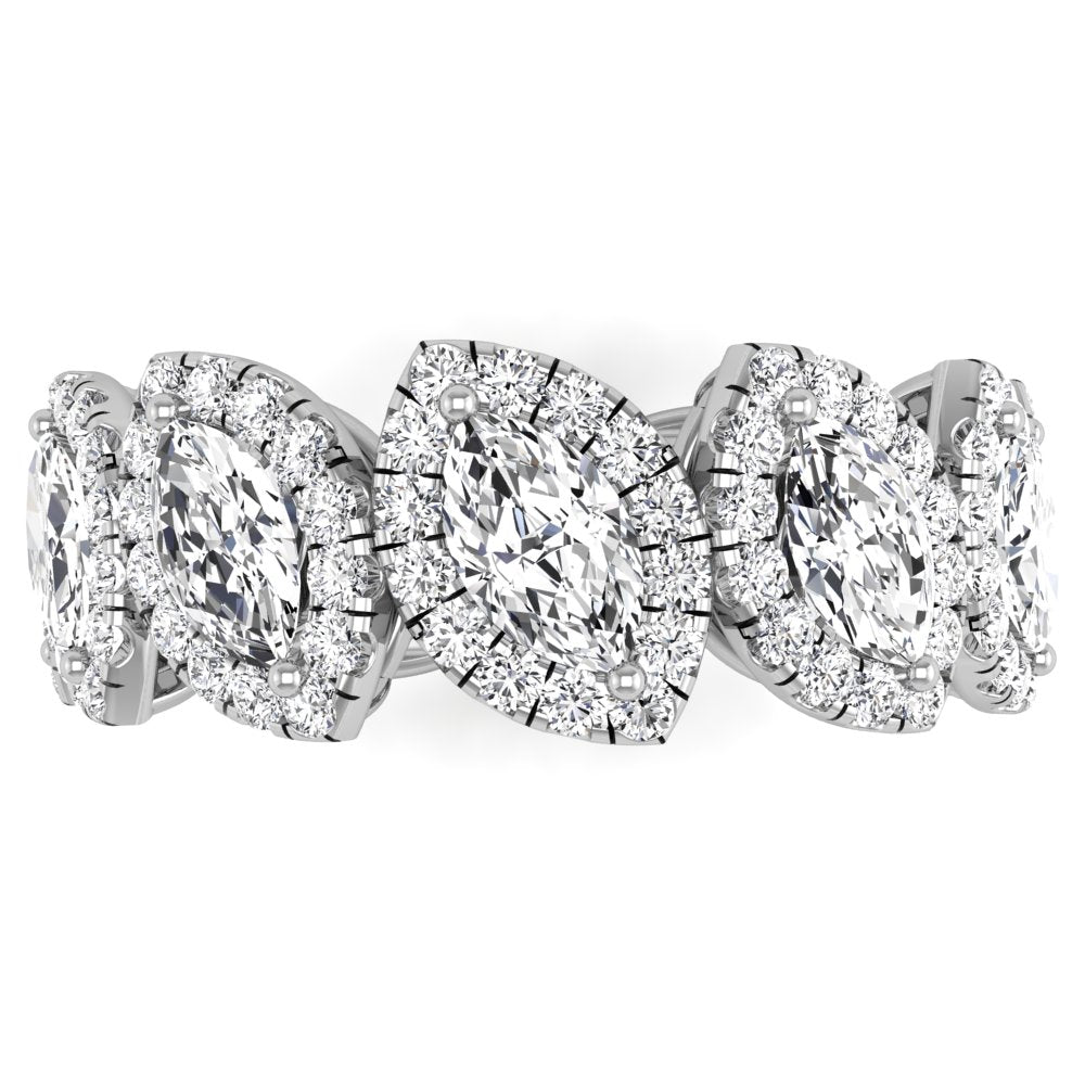 18K Full Eternity Marquise Diamond Halo Ring — 3 COLOR
