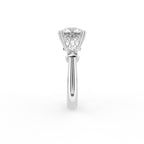 18K White Gold Trilogy Round Diamond Engagement Ring — SIDE
