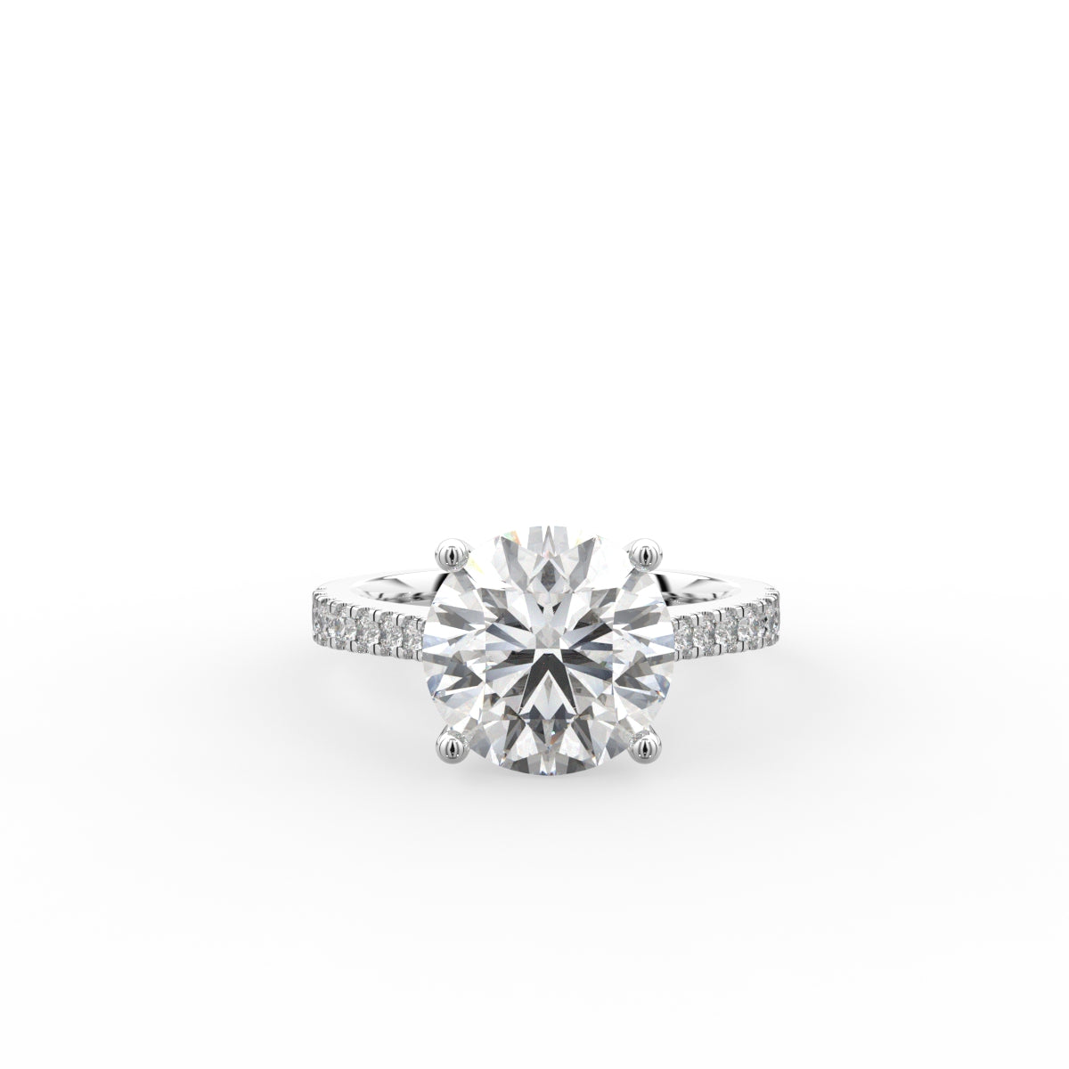 18K Solitaire Round Diamond Engagement Ring — TOP