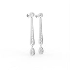 18K Round Pear Drop Diamond Earrings — 3D VIEW