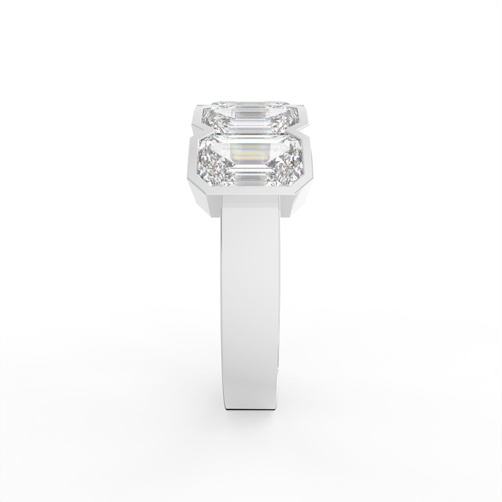 Sterling Silver Emerald Diamond Ring — 3D / RIGHT