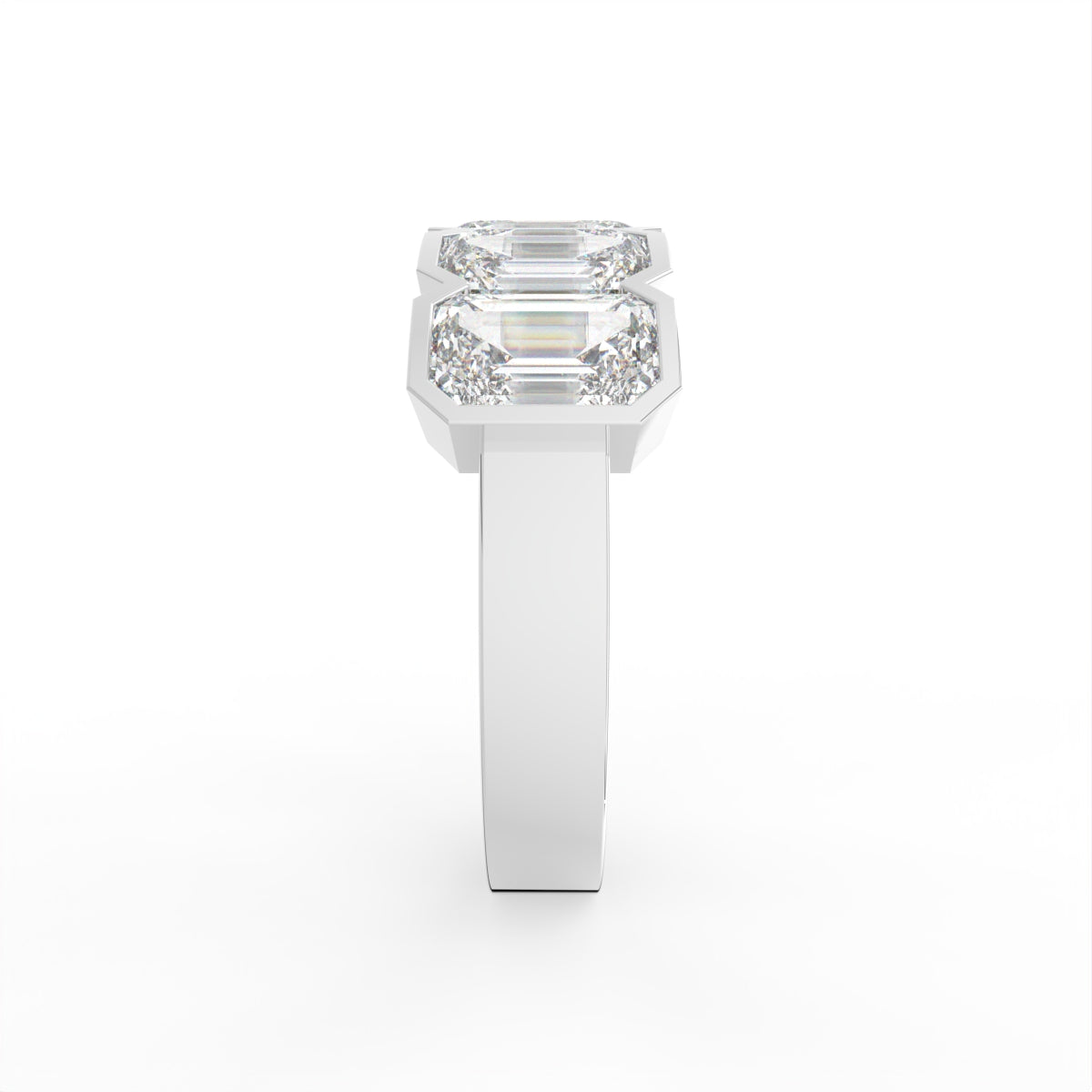 Sterling Silver Emerald Diamond Ring — 3D / RIGHT