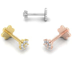 18K Flower Diamond Piercing Earrings — 3 COLOR