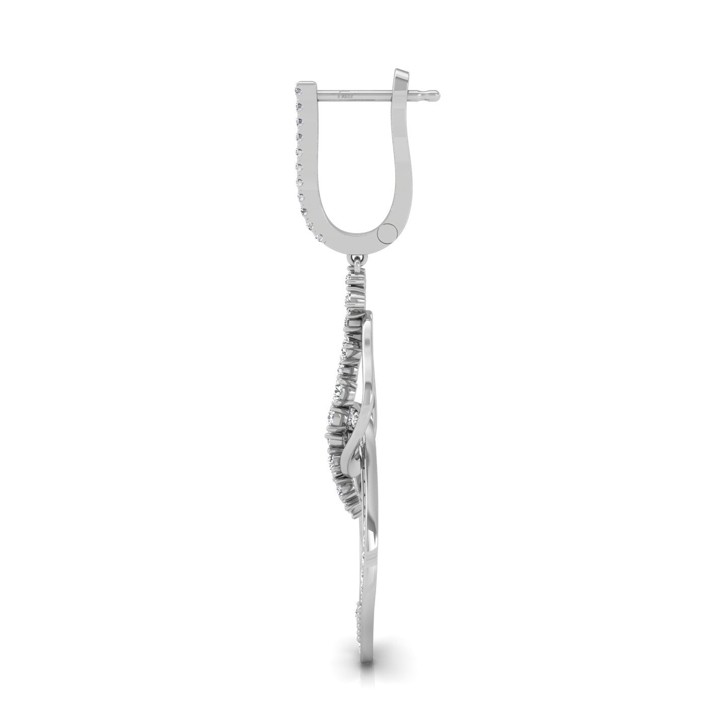 18K White Gold Diamond Drop Earrings — SIDE VIEW
