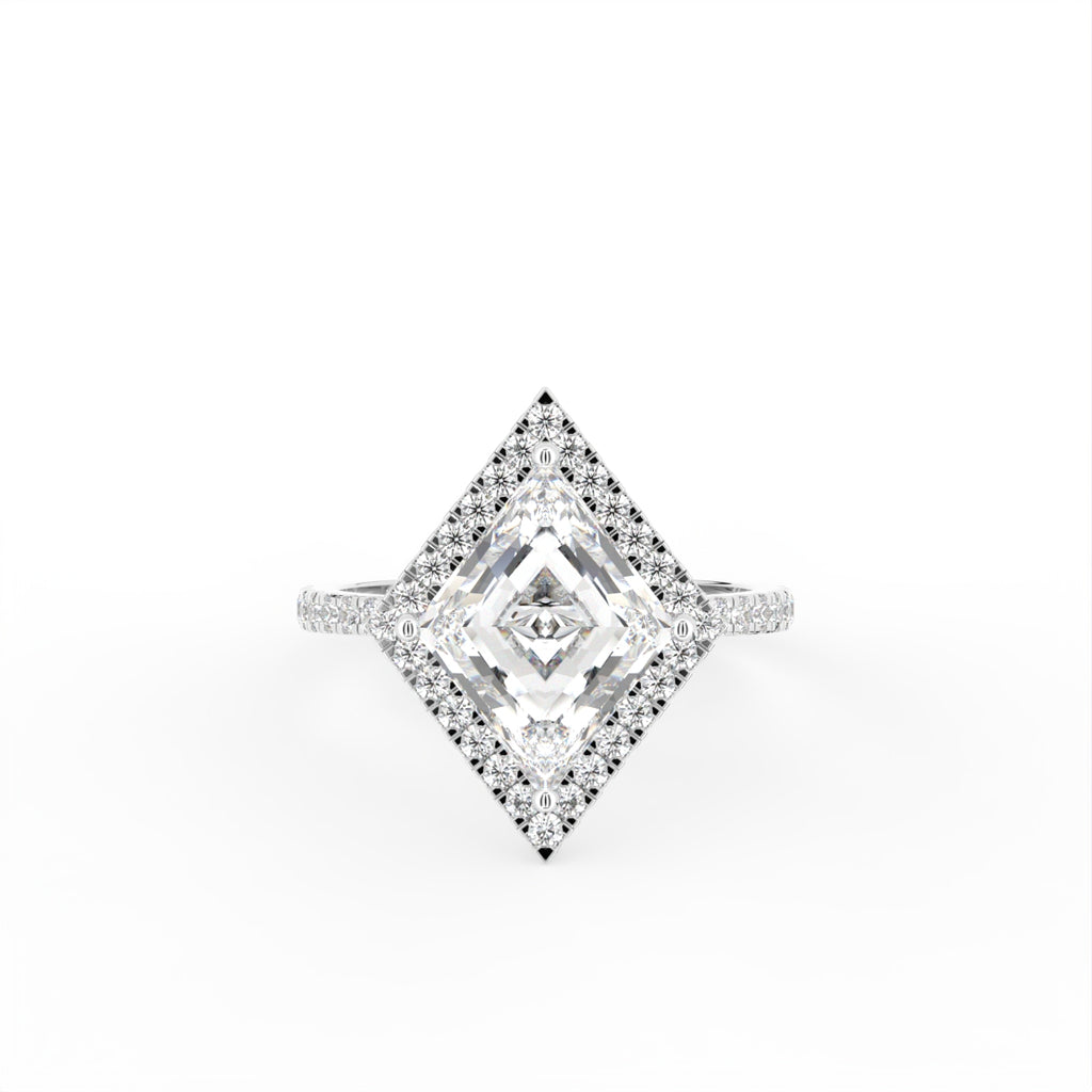 18K White Gold Kite Solitaire Diamond Ring — TOP