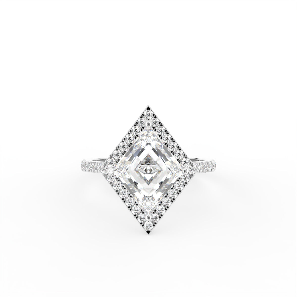 18K White Gold Kite Solitaire Diamond Ring — TOP