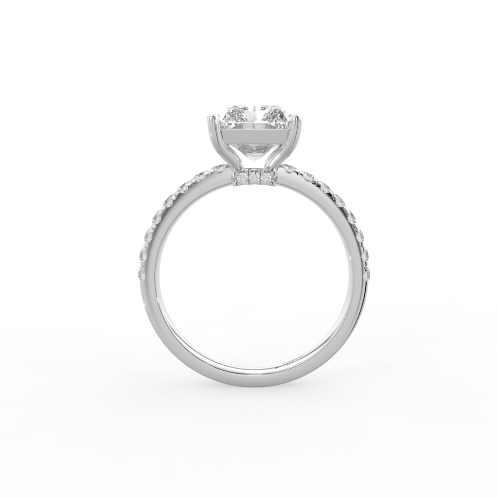 18K Solitaire Radiant Diamond Engagement Ring — FRONT