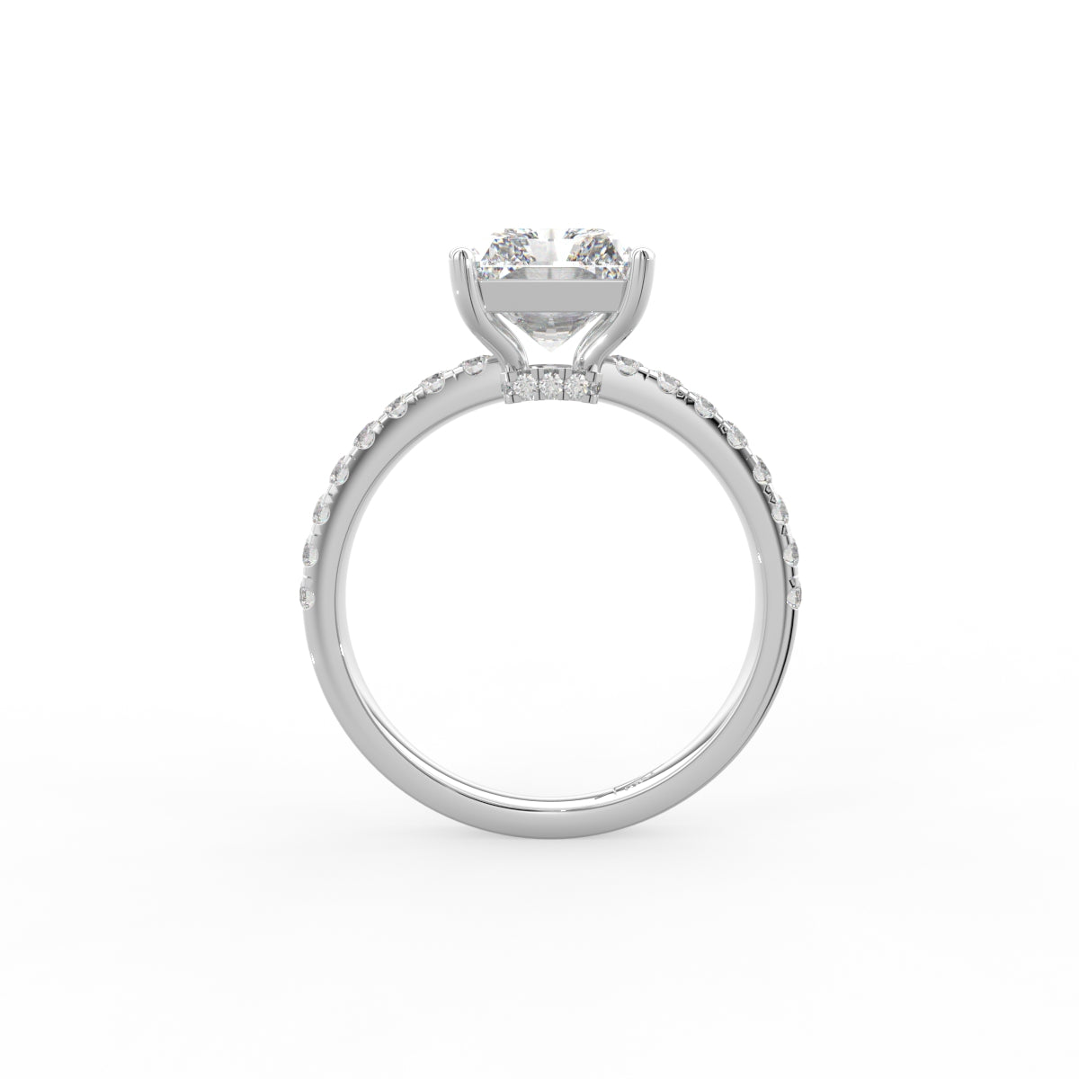 18K Solitaire Radiant Diamond Engagement Ring — FRONT