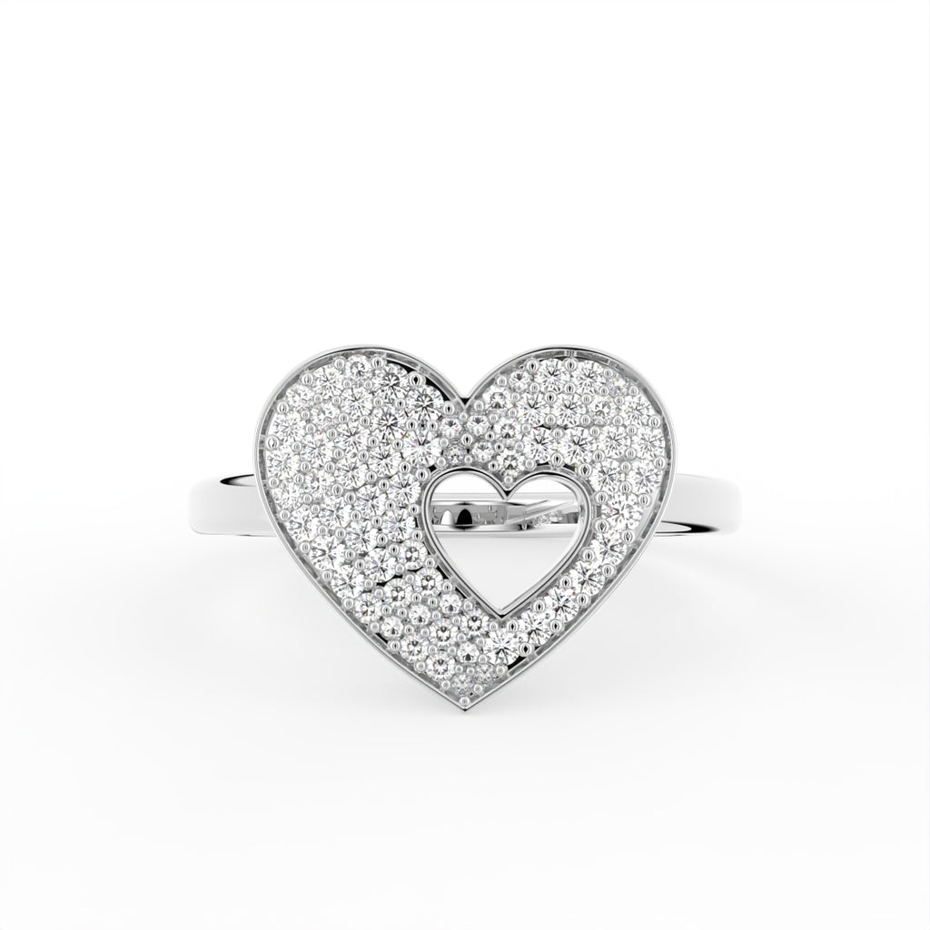 18K Yellow Gold Heart Round Diamond Ring — TOP