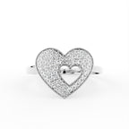 18K Yellow Gold Heart Round Diamond Ring — TOP