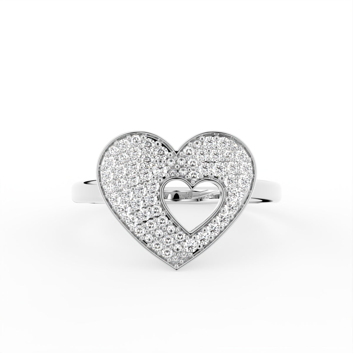 18K Yellow Gold Heart Round Diamond Ring — TOP