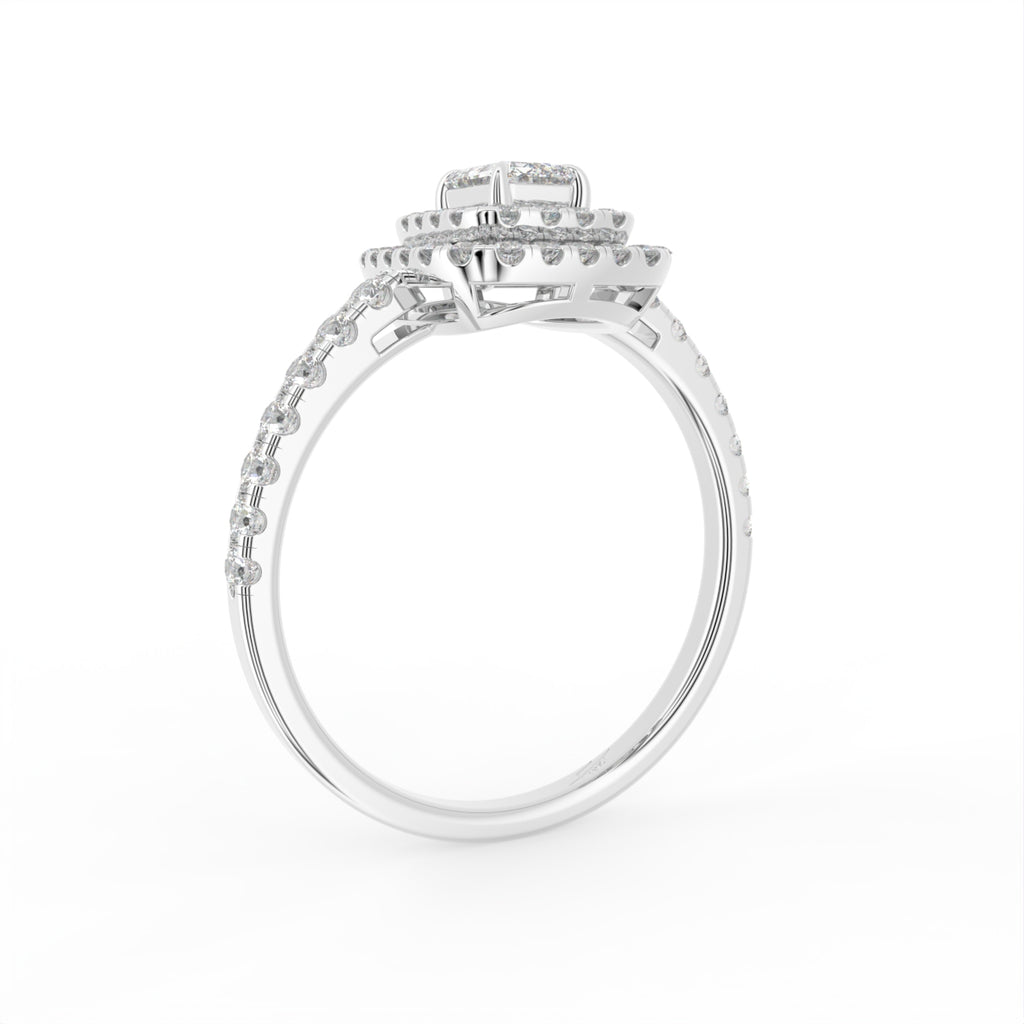 18K Halo Diamond Engagement Ring — 3D VIEW