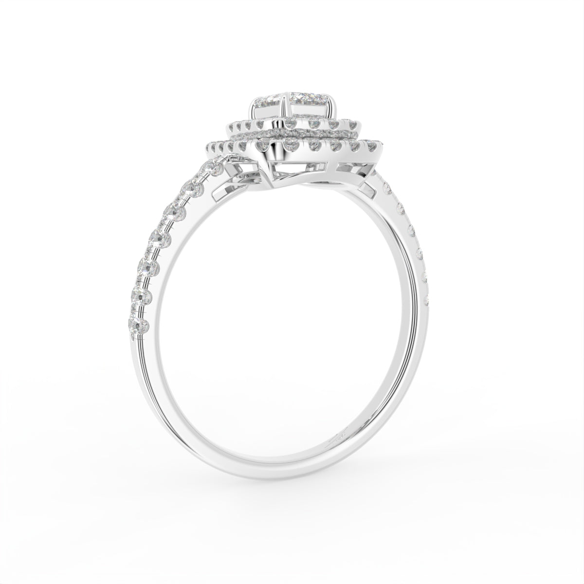 18K Halo Diamond Engagement Ring — 3D VIEW