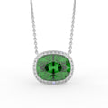 18K Yellow Gold Halo Cushion Emerald Diamond Pendant — FRONT